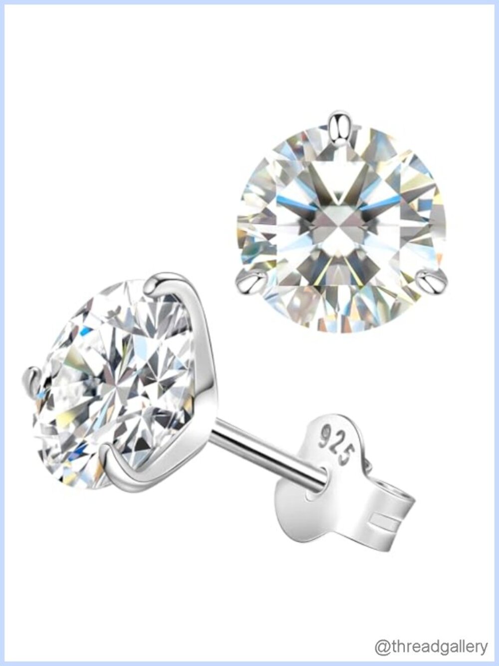 Moissanite Stud Earrings 925 Sterling Silver 18K Gold Vermeil Screw Back